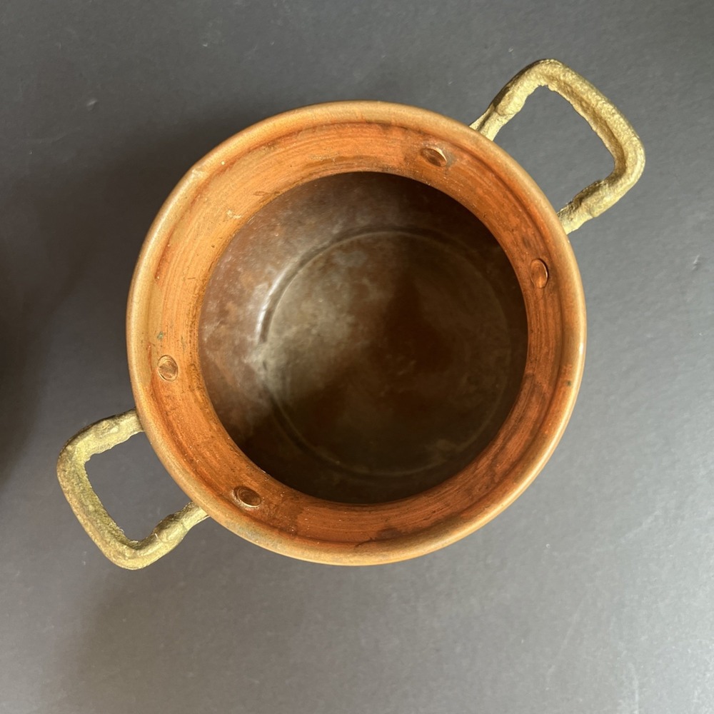 VTG Copper Potpourri Pot Primitive Copper Cachepot Cauldron x2 Taiwan Decor Set - Picture 9 of 11